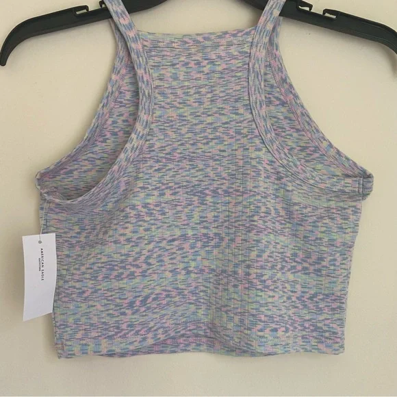 NWT American Eagle Large Pastel Multicolored High-Neck Cropped Tank - Picture 3 of 5